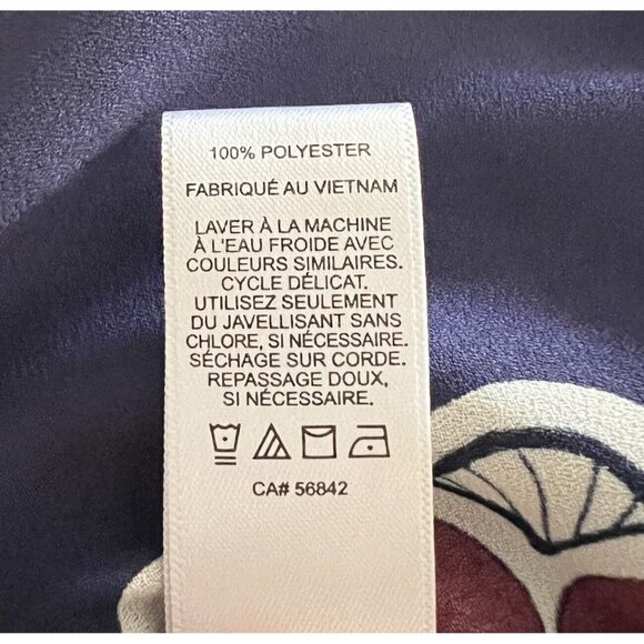 Express Women Size S Portofino Shirt Blouse Button Front Collared Blue Floral - Picture 12 of 12